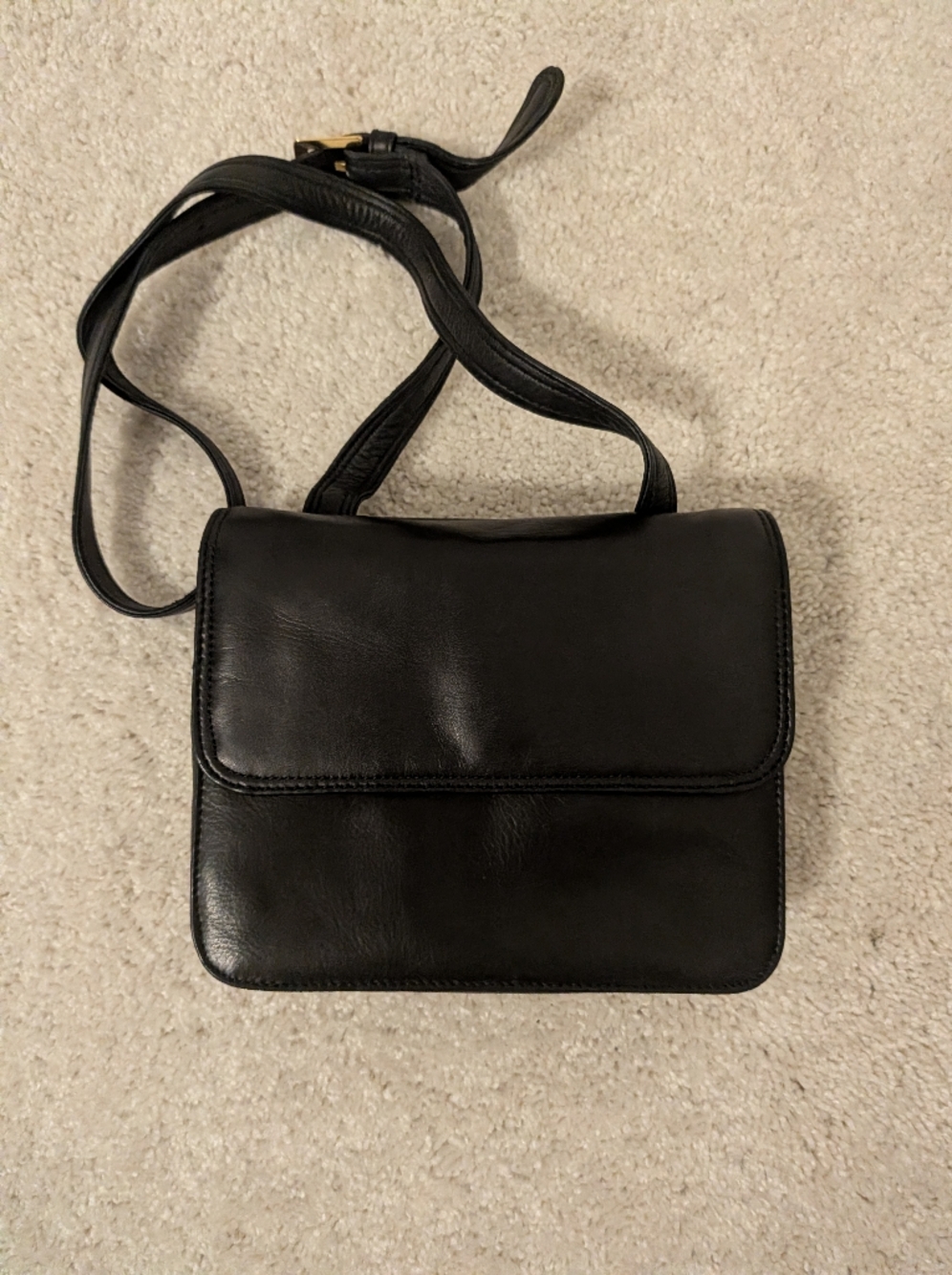 Black Leather Crossbody Bag - Small Women's Shoulder Bag